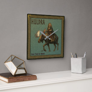 Nordische Huldra-Wald-Frau Quadratische Wanduhr