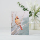 Nordische Kardinal Bird Wasserfarbe Kunst, Dichtun Postkarte (Stehend Vorderseite)