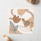 Nordische Katze und Blume über Brauntöne Mitteilungskarte (Vorderseite/Rückseite Beispiel)