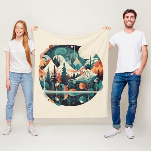 Nordische Kiefern und Spitzen, kundenspezifisch Fleecedecke (Beispiel)