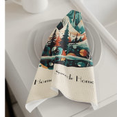 Nordische Kiefern und Spitzen, kundenspezifisch Geschirrtuch