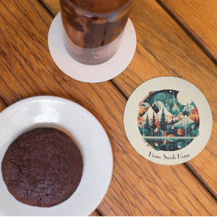 Nordische Kiefern und Spitzen, kundenspezifisch Getränkeuntersetzer