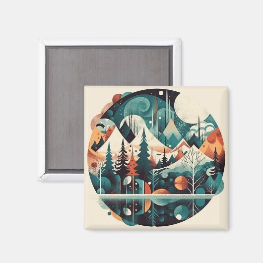 Nordische Kiefern und Spitzen, kundenspezifisch Magnet (Vorderseite/Rückseite)