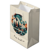 Nordische Kiefern und Spitzen, kundenspezifisch Mittlere Geschenktüte (Vorderseite Schrägansicht)