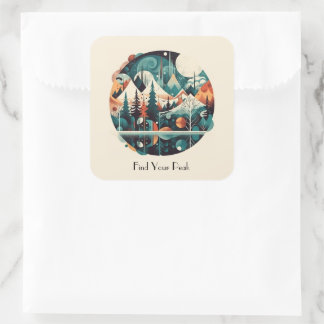 Nordische Kiefern und Spitzen, kundenspezifisch Quadratischer Aufkleber