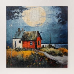 Nordische Landschaft farbenfroh Puzzle