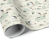 Nordische Landschaft: Farbenfrohe Häuser Baummuste Geschenkpapier (Rolleneckpunkt)
