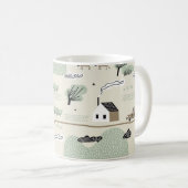 Nordische Landschaft: Farbenfrohe Häuser Baummuste Kaffeetasse (VorderseiteRechts)