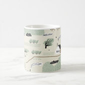 Nordische Landschaft: Farbenfrohe Häuser Baummuste Kaffeetasse (Mittel)