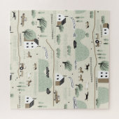 Nordische Landschaft: Farbenfrohe Häuser Baummuste Puzzle (Horizontal)