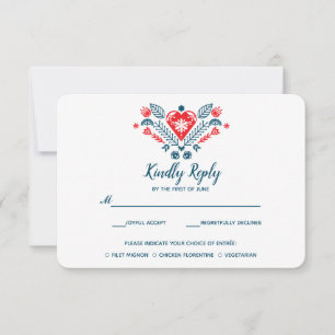 Nordische Liebe Hochzeitsrabatt mit Essenswahl RSVP Karte