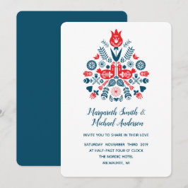 Nordische Liebe in Rot und Blau | Hochzeit Einladung