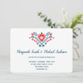 Nordische Liebe in Rot und Blau | Hochzeit Einladung (Stehend Vorderseite)