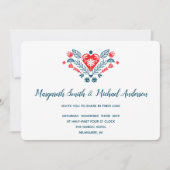 Nordische Liebe in Rot und Blau | Hochzeit Einladung (Vorderseite)
