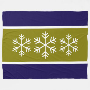 Nordische Olive Navy Blau Streifen Weiße Schneeflo Fleecedecke