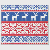 Nordische Rentiere und Schneeflocken Geschenkpapier (Flach)