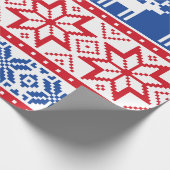 Nordische Rentiere und Schneeflocken Geschenkpapier (Ecke)