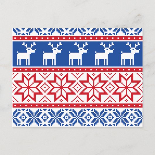 Nordische Rentiere und Schneeflocken Postkarte (Vorderseite)