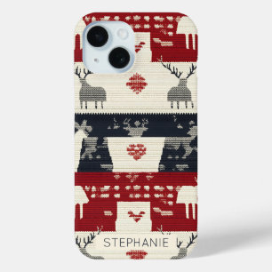 Nordische Rentierfische und Schneeflocke   Strick  Case-Mate iPhone Hülle