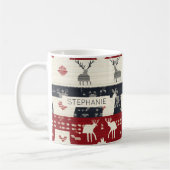 Nordische Rentierfische und Schneeflocke | Strick Kaffeetasse (Links)