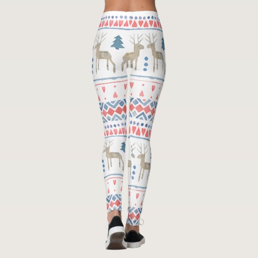 Nordische Rentierherzen und glänzende Streifen Leggings (Rückseite)