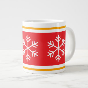 Nordische Schneeflocken in hellrot, orange, weiß g Jumbo-Tasse