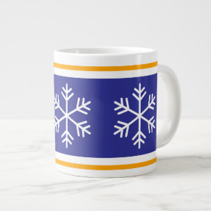 Nordische Schneeflocken Tiefblau Orange Weiße Stre Jumbo-Tasse