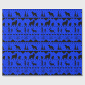 Nordische Schwarz- und Blauwintertiere im Sweater Geschenkpapier (Flach)