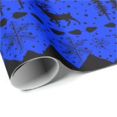 Nordische Schwarz- und Blauwintertiere im Sweater Geschenkpapier (Rolleneckpunkt)