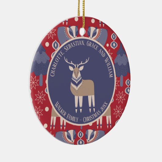 Nordische Skandinavier Weihnachten Personalisiert Keramik Ornament (Rechts)