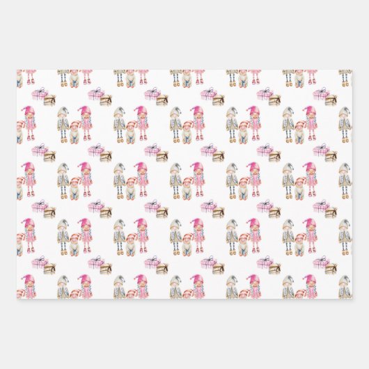 Nordische skandinavische Rag Dolls Weihnachten Geschenkpapier Set (Vorderseite)