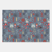 Nordische slawische Volkskunst Vögel Pflanze Blume Geschenkpapier Set (Vorderseite)