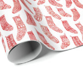 Nordische Strumpf skandinavisches Weihnachtsrot Geschenkpapier (Rolleneckpunkt)