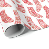 Nordische Strumpf skandinavisches Weihnachtsrot Geschenkpapier (Rolleneckpunkt)