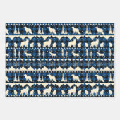 Nordische Sweater Beige Karierte Wintertiere Geschenkpapier Set (Vorderseite)