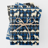 Nordische Sweater Beige Karierte Wintertiere Geschenkpapier Set (Beispiel)