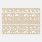 Nordische Sweater Beige Schwarz-weiße Wintertiere Geschenkpapier Set (Vorderseite 2)