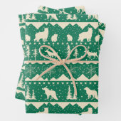 Nordische Sweater Forest Green Beige Wintertiere Geschenkpapier Set (Beispiel)