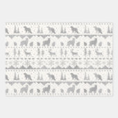 Nordische Sweater Neutral Beige Silber Wintertiere Geschenkpapier Set (Vorderseite)