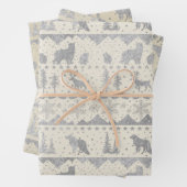 Nordische Sweater Neutral Beige Silber Wintertiere Geschenkpapier Set (Beispiel)