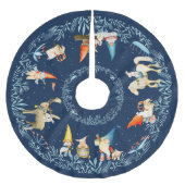 Nordische Tomten-Zwerge und -Tiere Polyester Weihnachtsbaumdecke (Vorderseite)