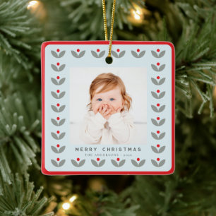 Nordische Volksblumen-Weihnachtsfoto-Keramik Keramikornament