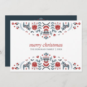 Nordische Volkskunst   Dala HorChristmas Holidays Feiertagskarte