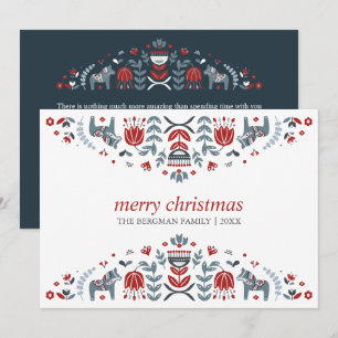 Nordische Volkskunst   Dala Pferd Weihnachtsfeiert Feiertagskarte