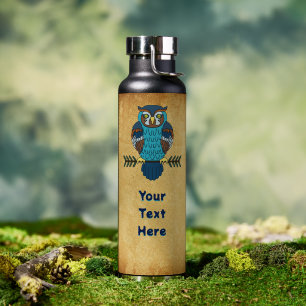 Nordische Volkskunst-Eule Trinkflasche