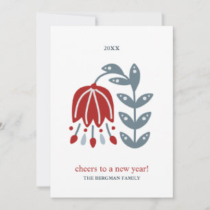 Nordische Volkskunst Rote Blume Zwei Fotos Weihnac Feiertagskarte