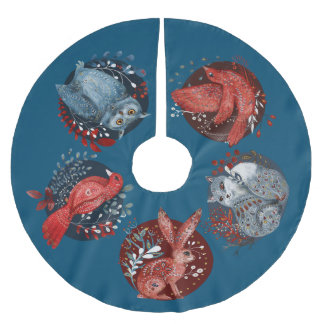 Nordische Volkskunst, Waldtiere, Polyester Weihnachtsbaumdecke