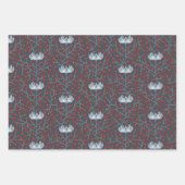 Nordische Volkszweige und Blume rot blau Geschenkpapier Set (Vorderseite 3)