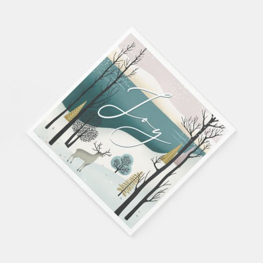 Nordische Weihnachten | Joy Woodland Winterurlaub Serviette (Ecke)