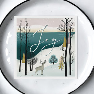 Nordische Weihnachten   Joy Woodland Winterurlaub Serviette